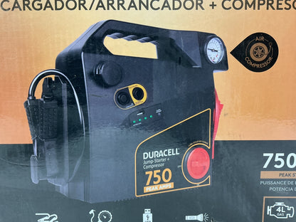 INCOMPLETE Duracell Battery Jump Starter 750 Amp W/ Tire Air Compressor Inflator
