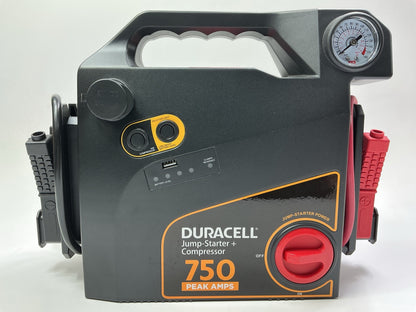 INCOMPLETE Duracell Battery Jump Starter 750 Amp W/ Tire Air Compressor Inflator