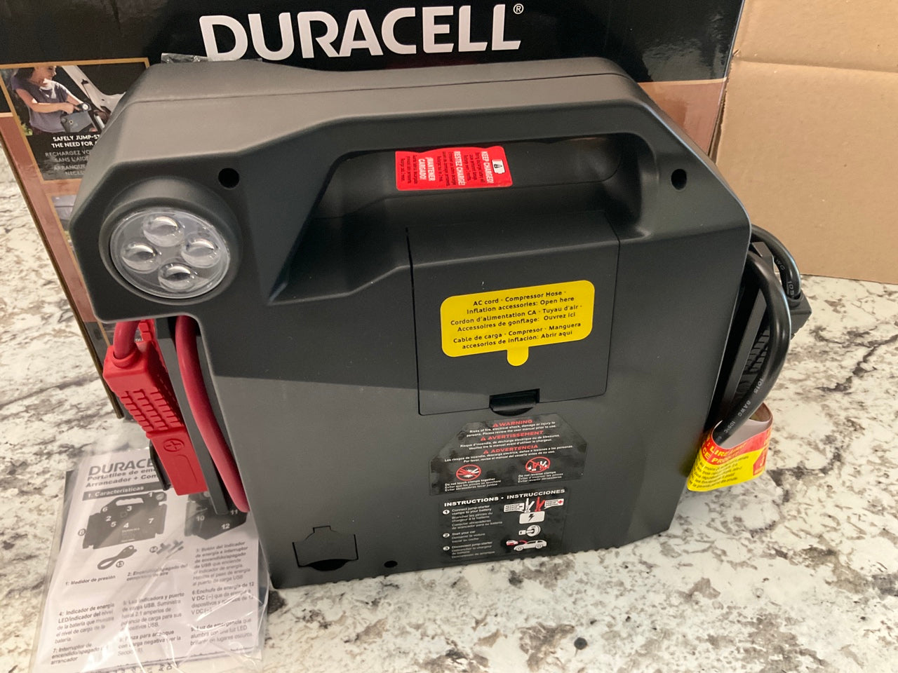 Duracell DRJS20C Battery Jump Starter 750 Amp With Tire Air Compressor Inflator