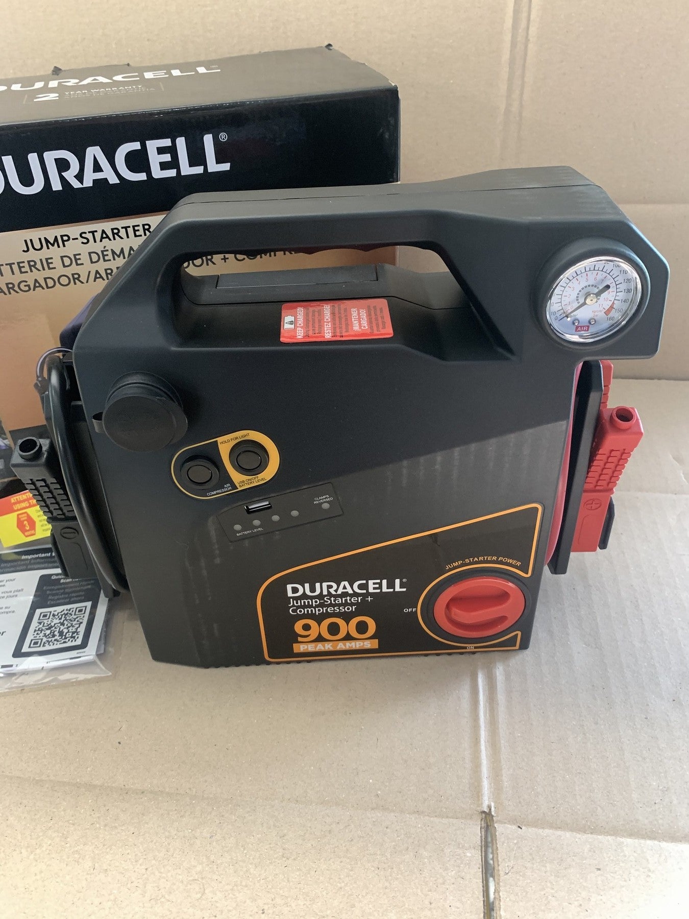 Duracell DRJS30C 900 Amp Jump Starter Booster And Air Compressor - New In Box