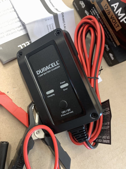 NEW - Duracell DRMC1A 1 Amp Battery Charger Maintainer For 6V And 12V Batteries