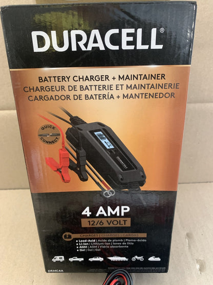 Duracell DRMC4A 4 Amp Battery Charger & Maintainer For 6V & 12V Batteries