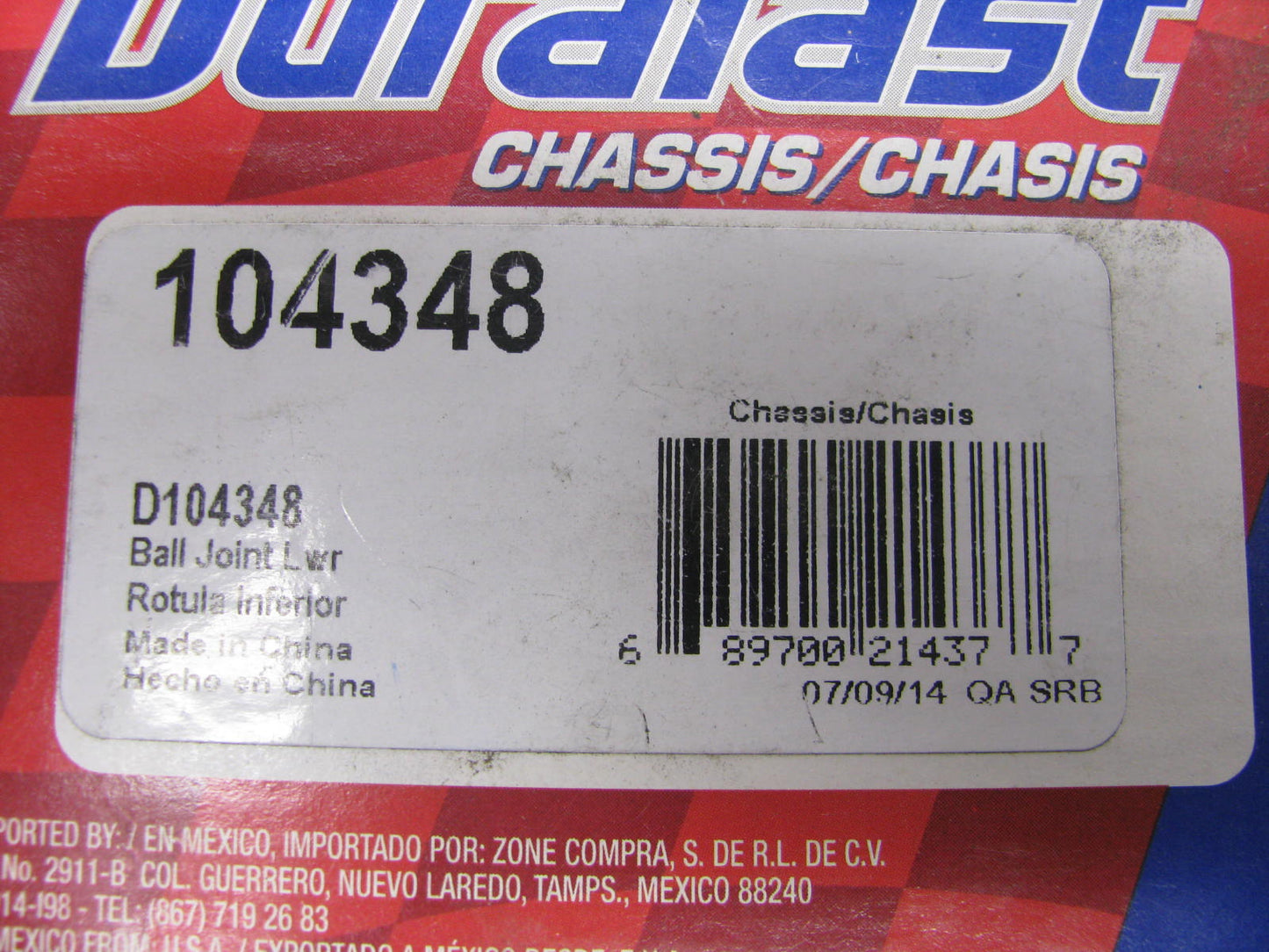 Duralast 104348 Suspension Ball Joint - Front Lower