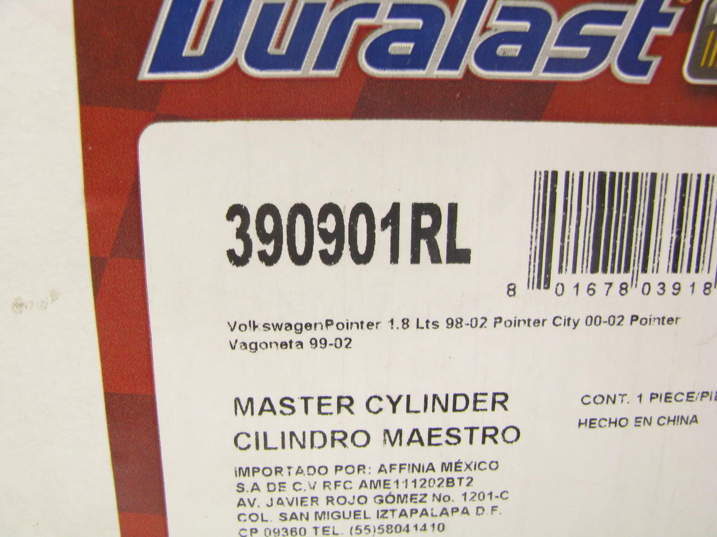 Duralast 390901RL Brake Master Cylinder W/O Reservoir