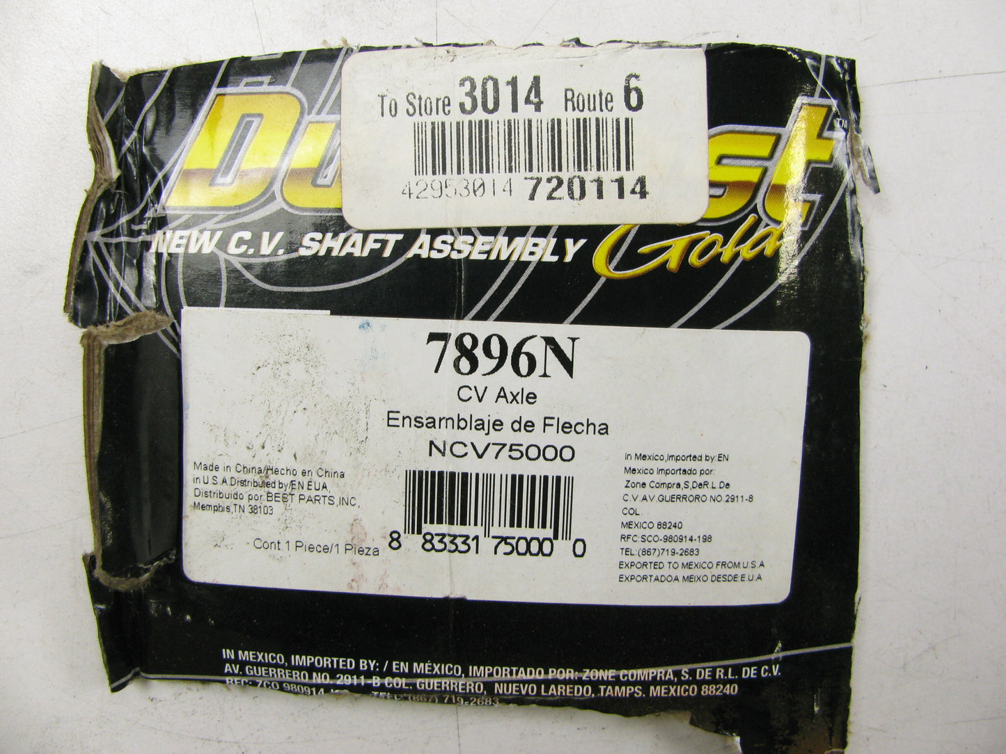 Duralast 7896N FRONT RIGHT CV Axle Shaft For 1994-1995 Kia Sephia