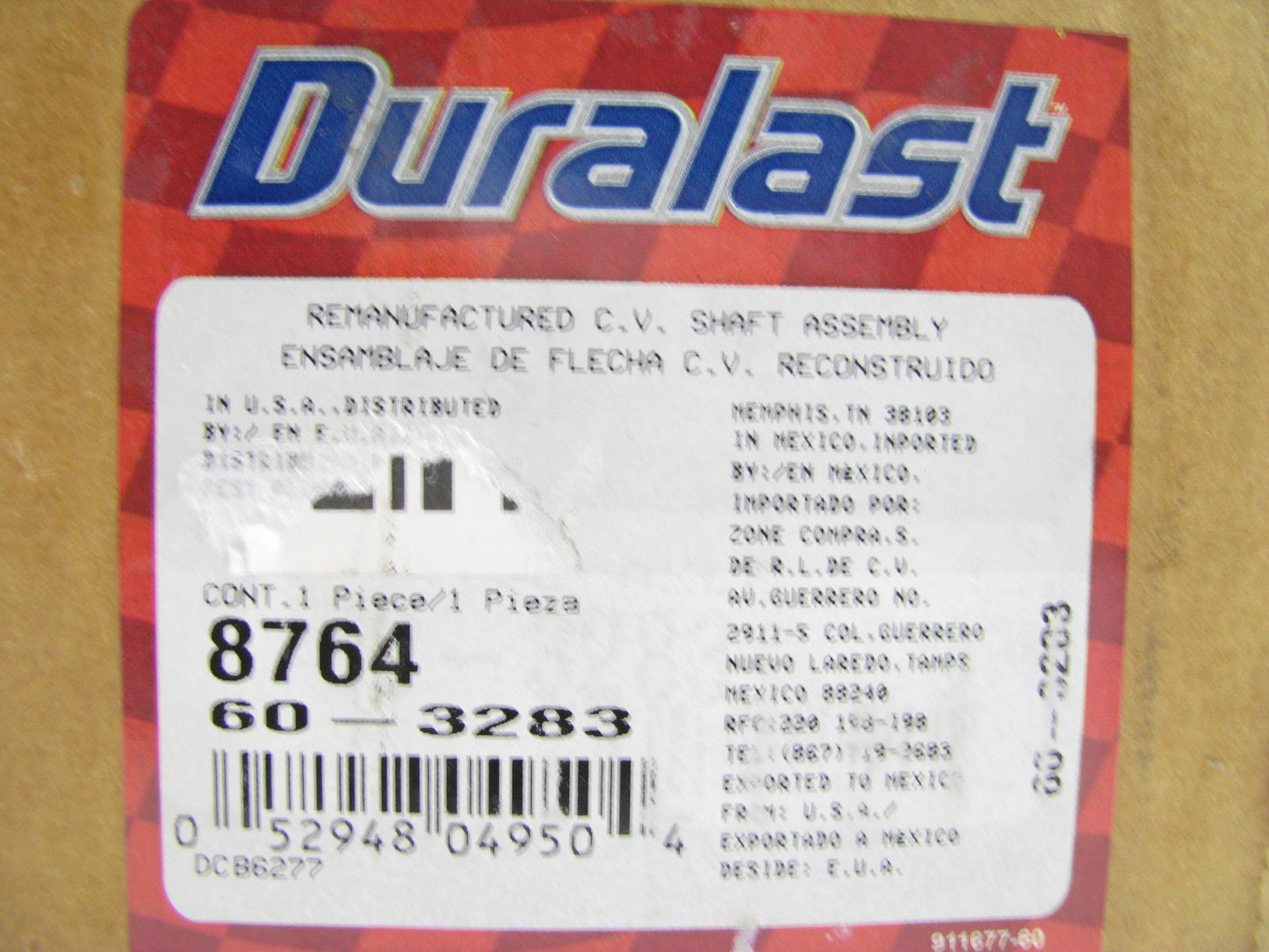 Duralast 8764 Reman Front Right CV Axle Assembly 1997-2000 Sebring & Avenger