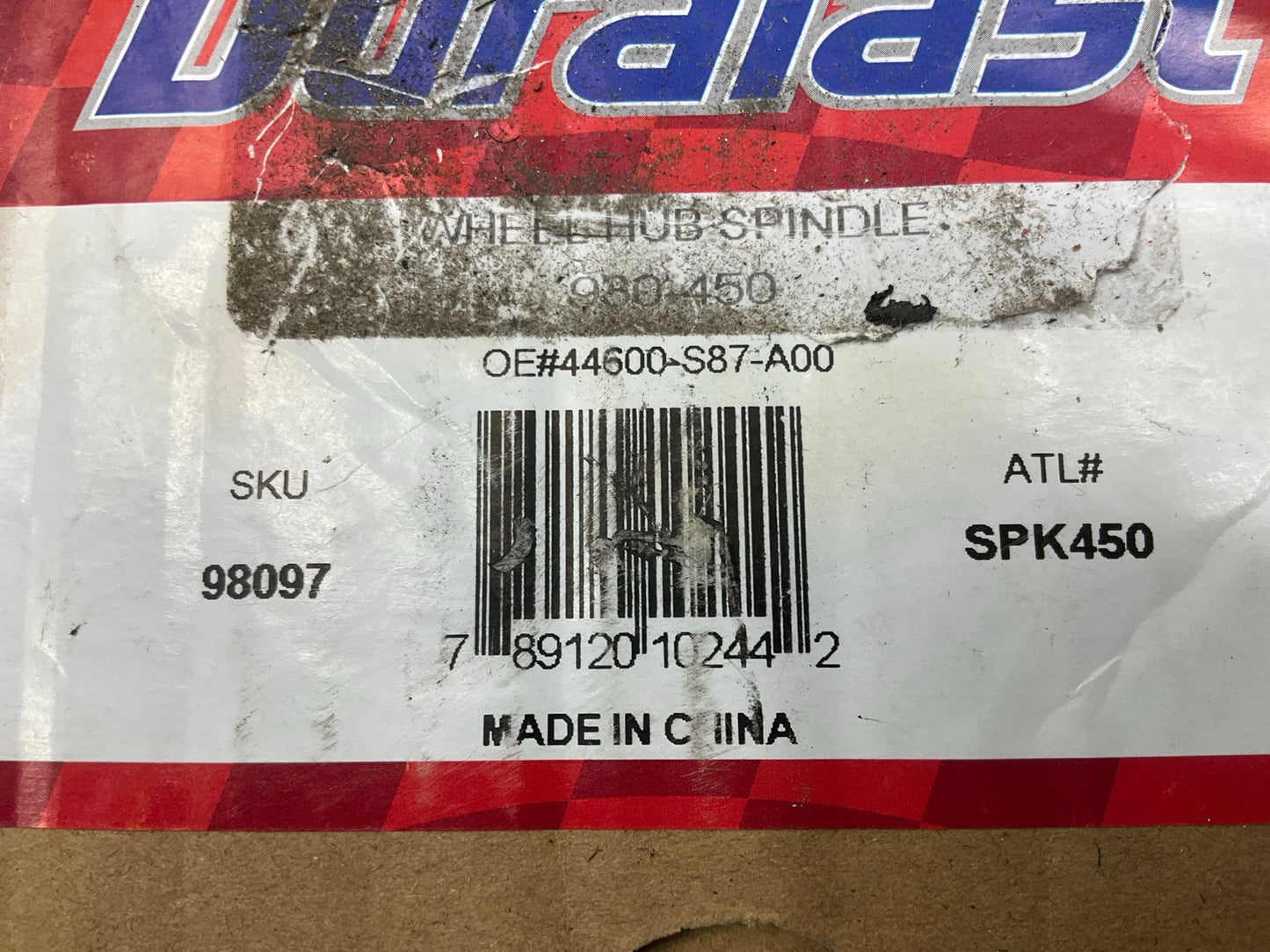 MISSING HEX NUT - Duralast 930-450 Rear Wheel Bearing Hub