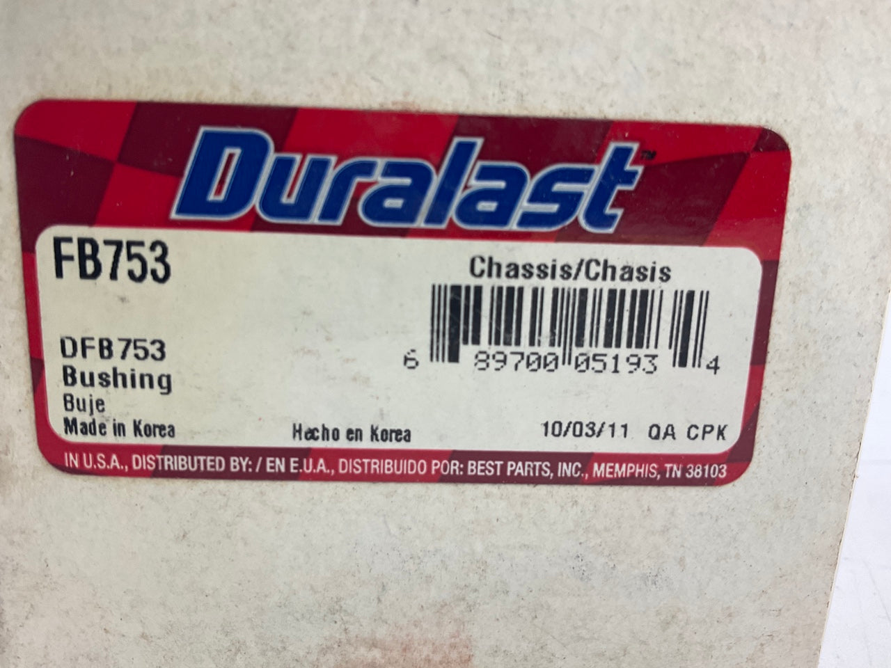 Duralast FB753 Lower Control Arm Bushing For 1995-1999 Hyundai Accent