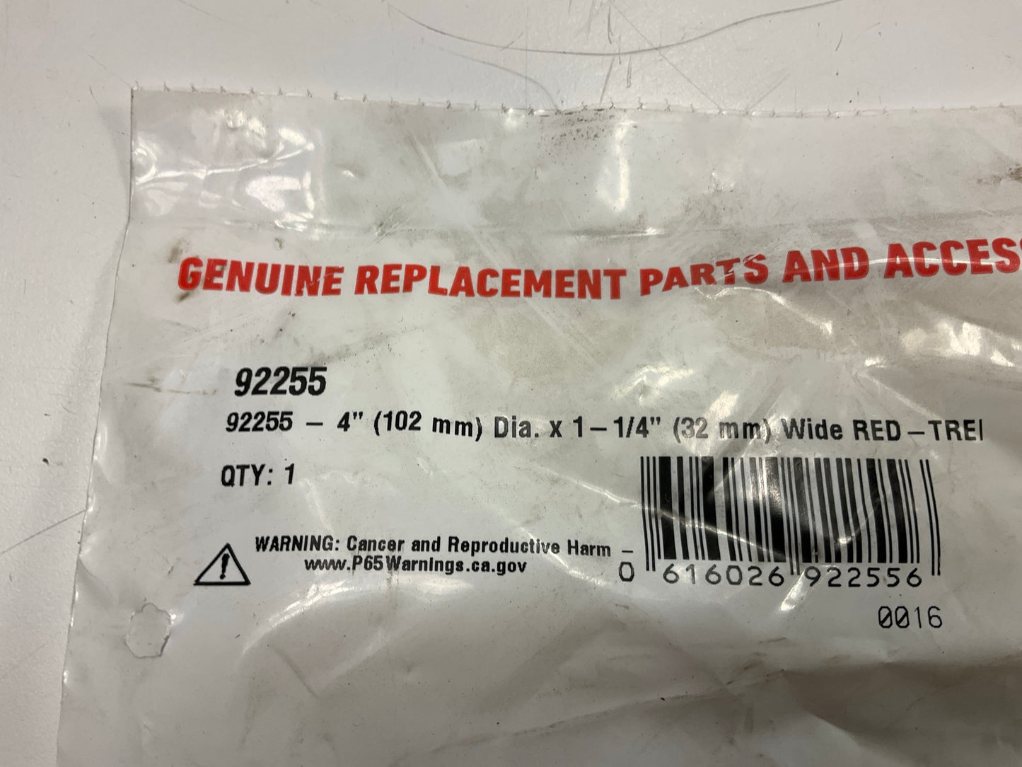 Dynabrade 92255 4'' Diameter X 1-1/4'' Wide RED-TRED Eraser Wheel