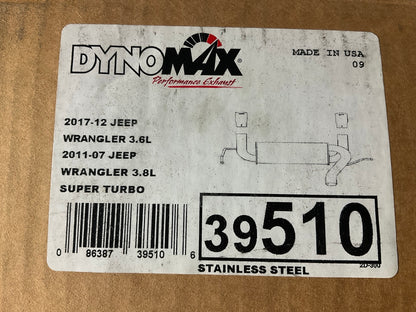 Dynomax 39510 Super Turbo Dual Exhaust System For 2007-2017 Jeep Wrangler