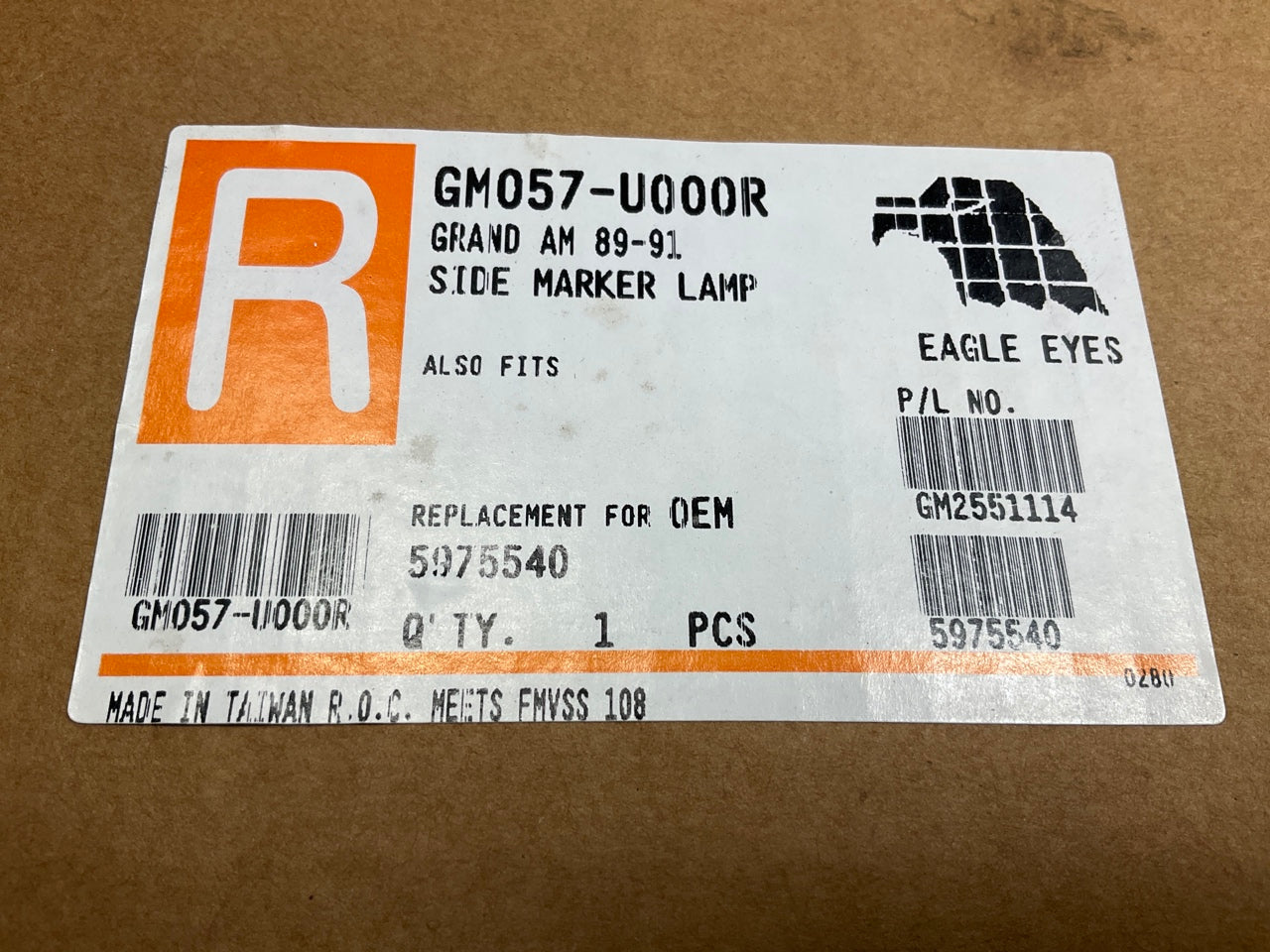 Eagle Eyes GM057-U000R Right Side Marker Light Lamp - 1989-1991 Pontiac Grand Am