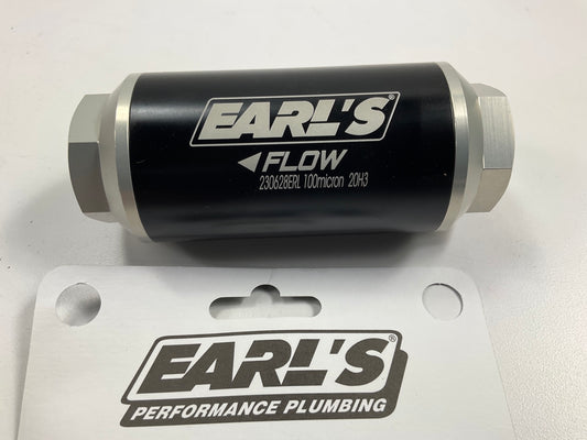 Earls 230628ERL Billet Aluminum In-Line Fuel Filter 100 Micron -8AN