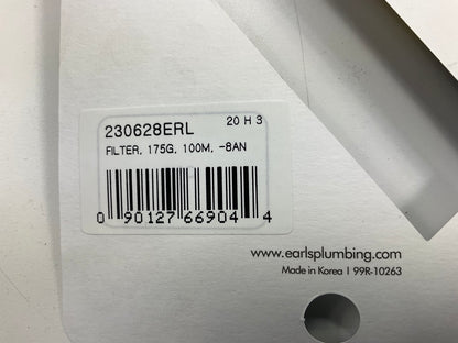 Earls 230628ERL Billet Aluminum In-Line Fuel Filter 100 Micron -8AN