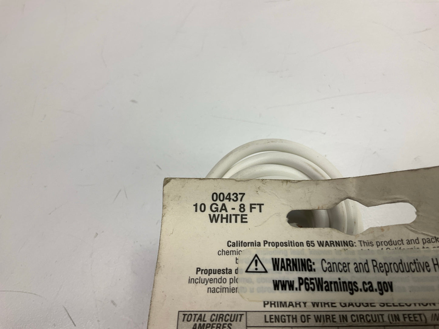 East Penn 00437 Primary Automotive Wire - 10 Gauge, 8 Feet, White - OPEN BOX