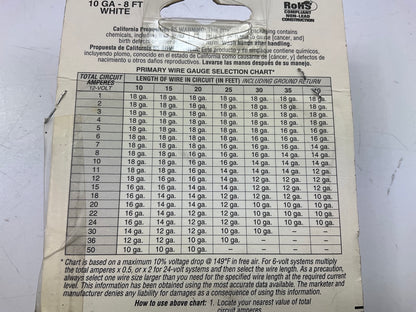 East Penn 00437 Primary Automotive Wire - 10 Gauge, 8 Feet, White