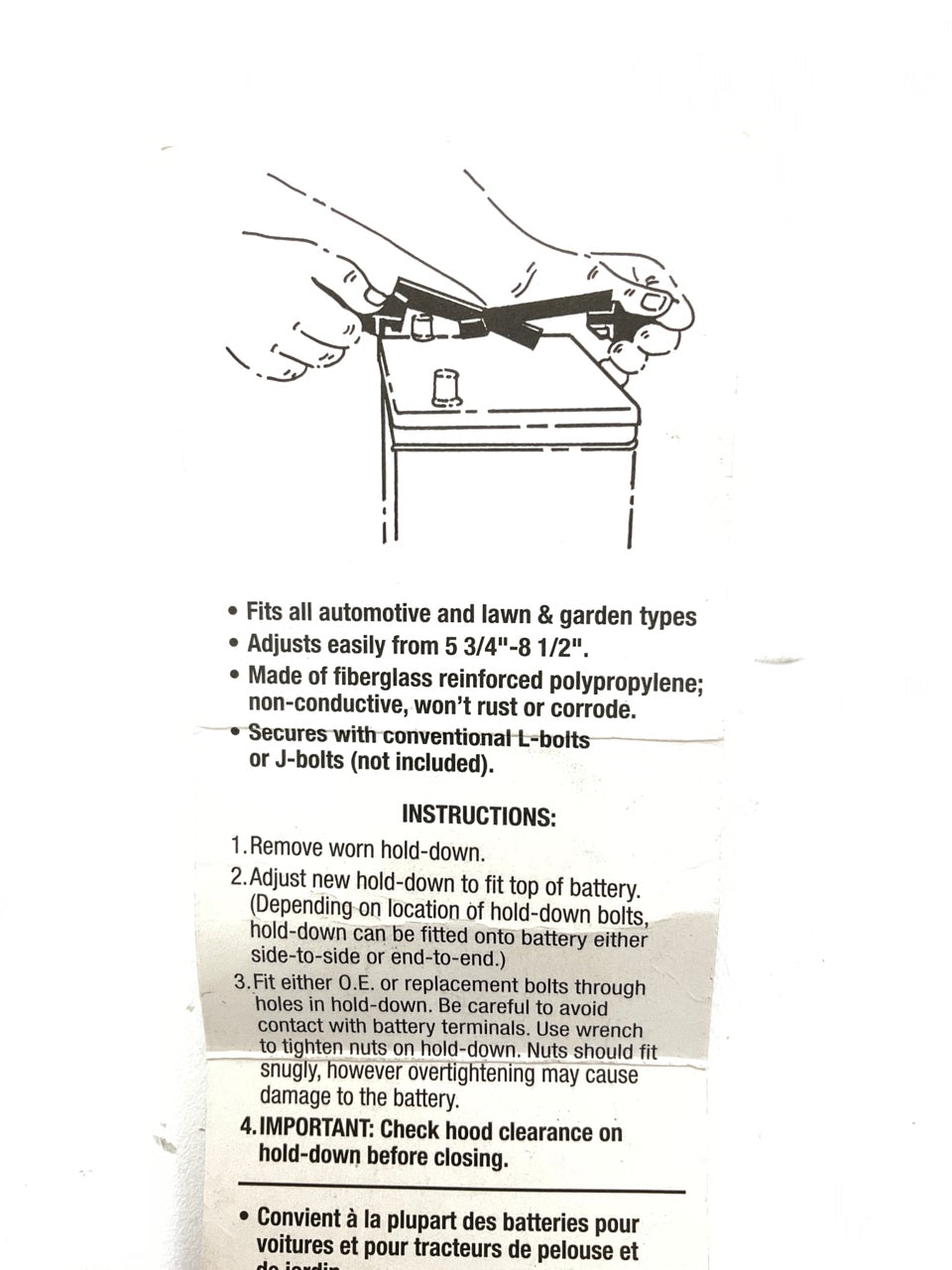 East Penn 06059 Adjustable Battery Base Hold-down Kit