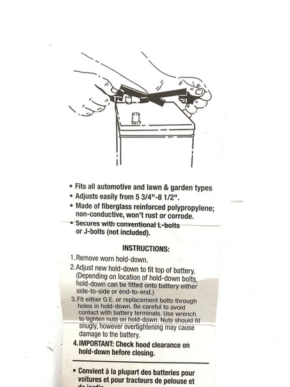 East Penn 06059 Adjustable Battery Base Hold-down Kit