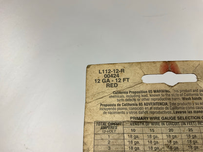 East Penn L112-12-R Primary Automotive Wire 12 Gauge, 12 Feet. - RED