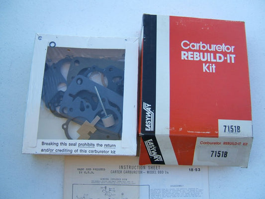 Easyway 7151b Carburetor Rebuild Kit For 1970-1974 Dodge Carter 2-BBL BBD