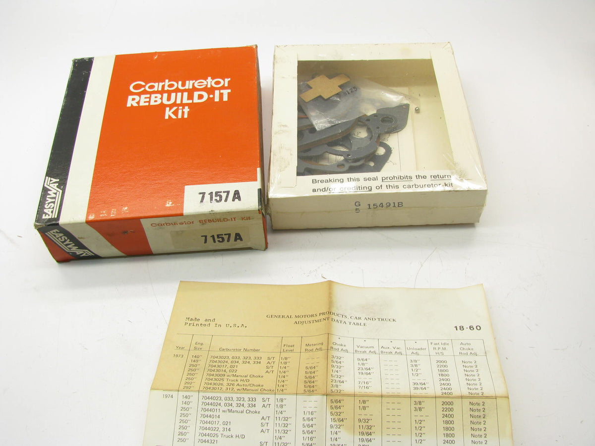 Easyway 7157A Carburetor Rebuild Kit For 1971-1976 GM Rochester 1-BBL 1M 1MV