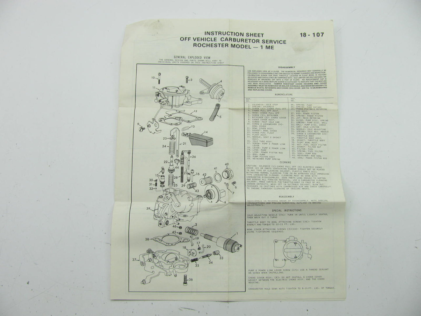 Easyway 7435A Carburetor Rebuild Kit - Rochester 1-BBL 1ME