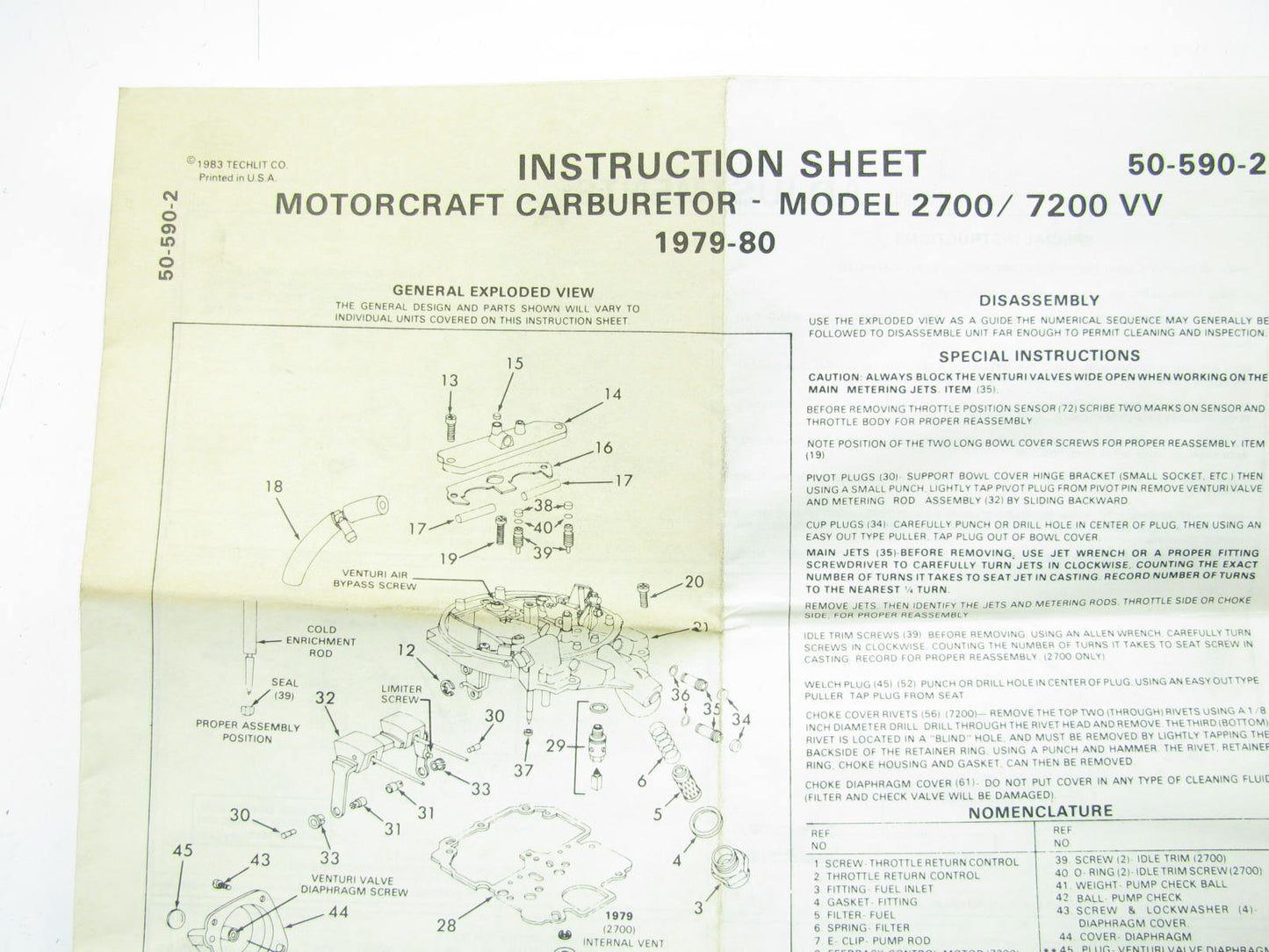 Easyway 7611 Carburetor Rebuild Kit - Motorcraft 2-BBL 7200VV