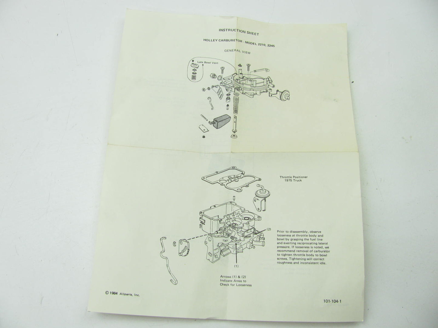 Easyway E-104 Carburetor Rebuild Kit - Holley 2-BBL 2210 2245