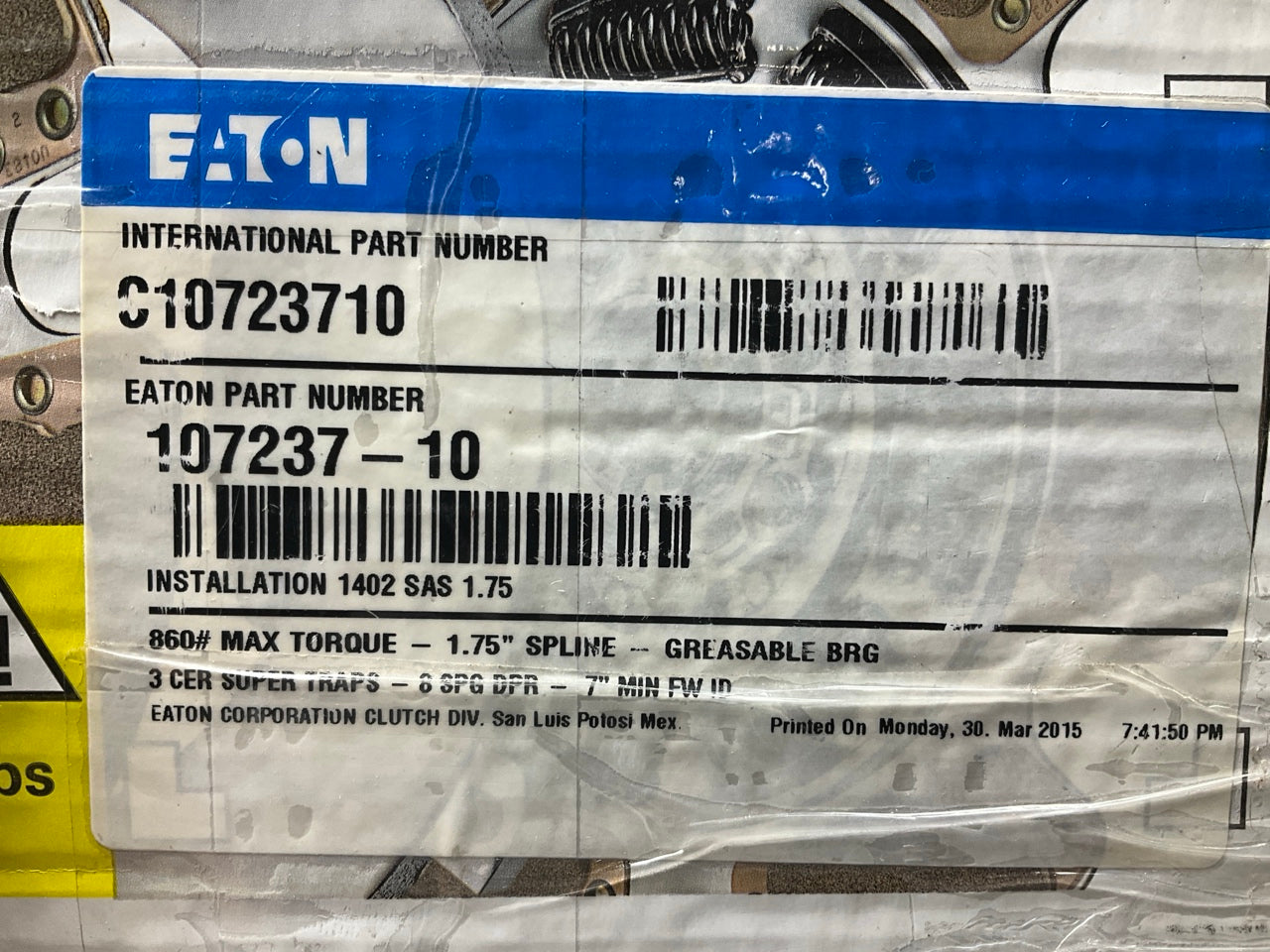 New Genuine Eaton 107237-10 Double Disk Clutch Kit 14''x1.75'', 860 Ft-lbs