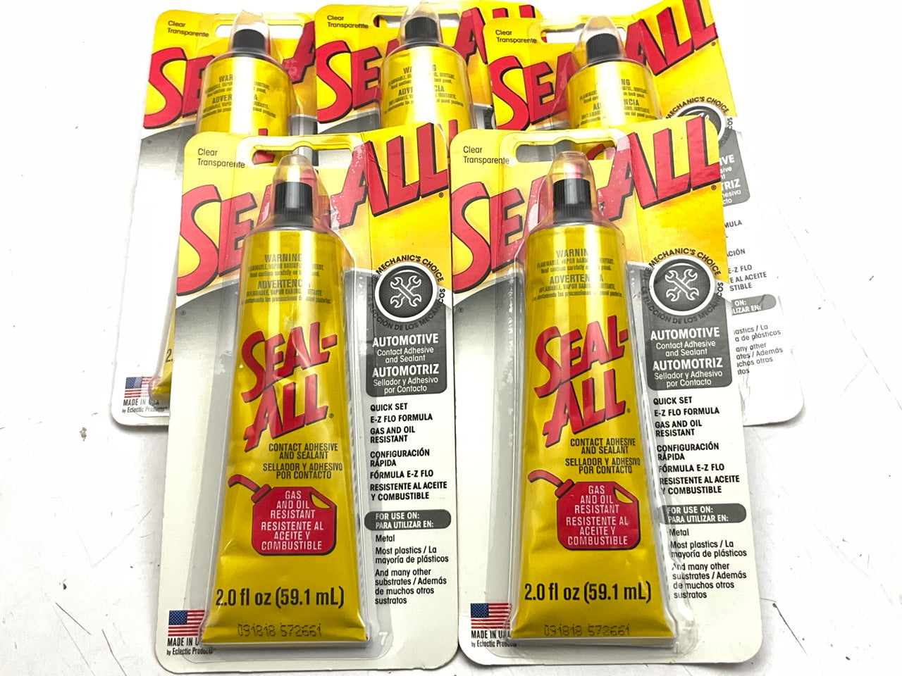(5) PACKS - Seal-All 380112 Multi-Purpose Heavy Duty Contact Adhesive Glue, 2 Oz