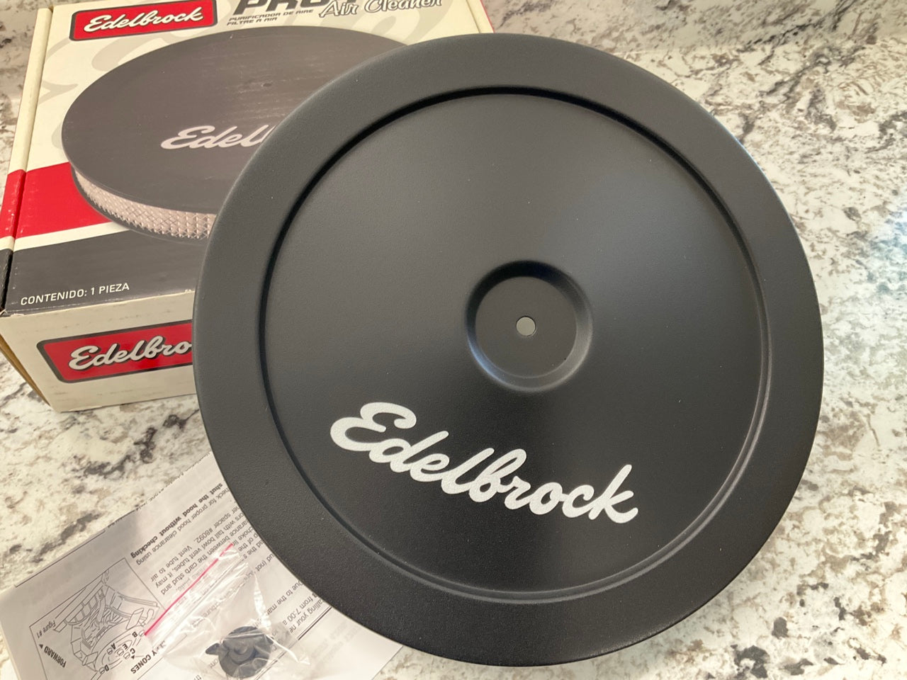 Edelbrock 1203 Pro-Flo Black 10'' Round Air Cleaner With 2'' Paper Filter Element
