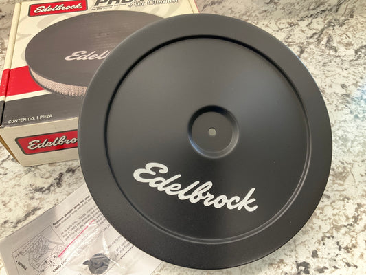 Edelbrock 1203 Pro-Flo Black 10'' Round Air Cleaner With 2'' Paper Filter Element