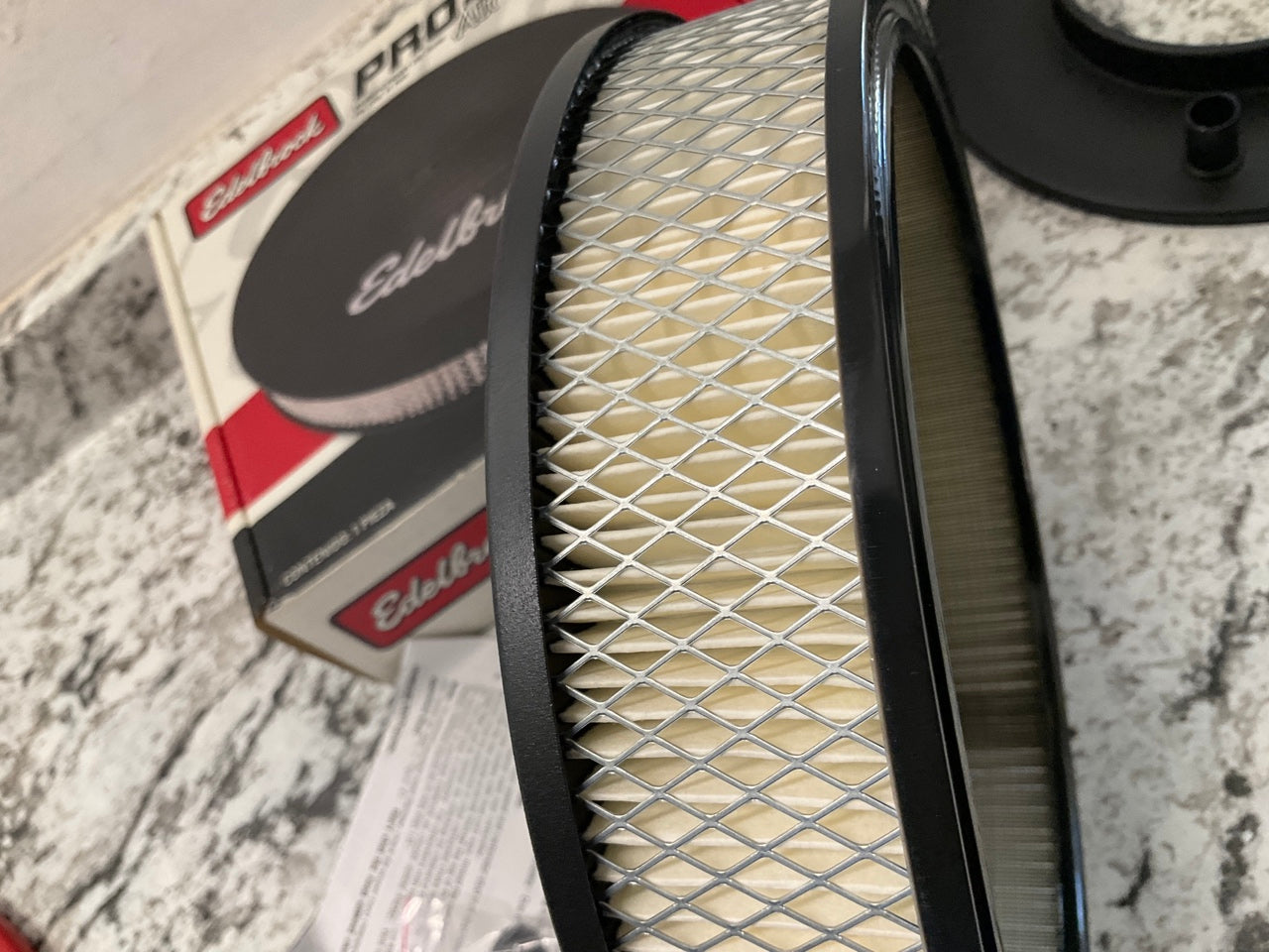 Edelbrock 1203 Pro-Flo Black 10'' Round Air Cleaner With 2'' Paper Filter Element