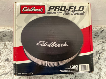 Edelbrock 1203 Pro-Flo Black 10'' Round Air Cleaner With 2'' Paper Filter Element