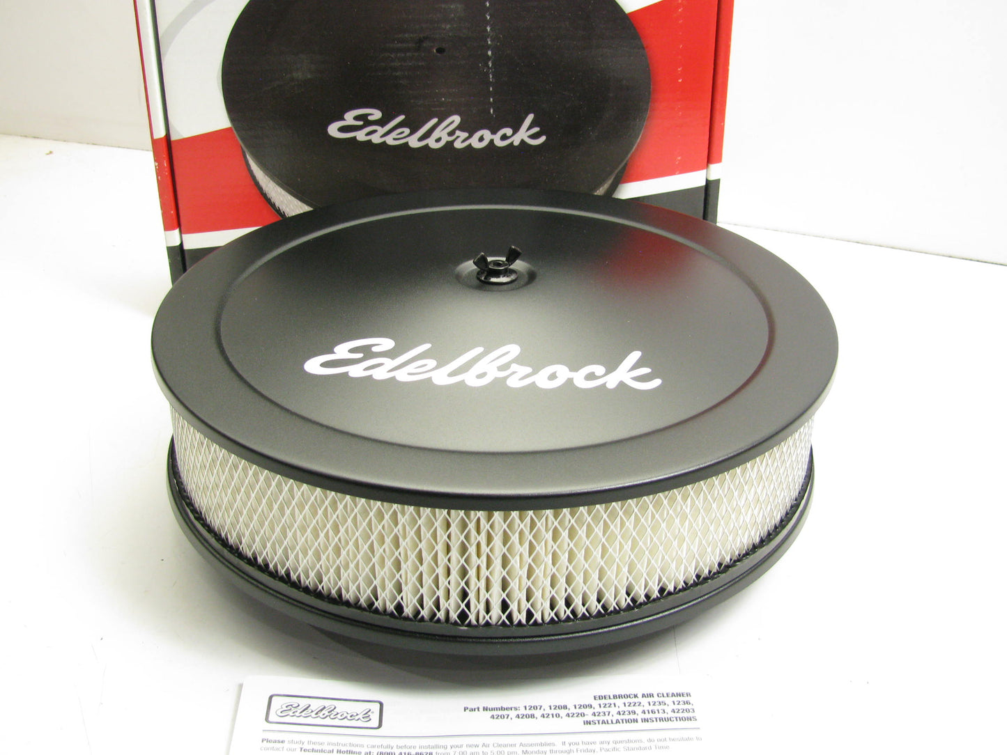 Edelbrock 1223 Pro-Flow Performance 14'' X 3'' Black Air Cleaner W/ Air Filter