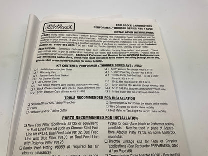 Edelbrock 1400 Performer 600 Series Carburetor, 1980 & Older GM V8, Non-feedback