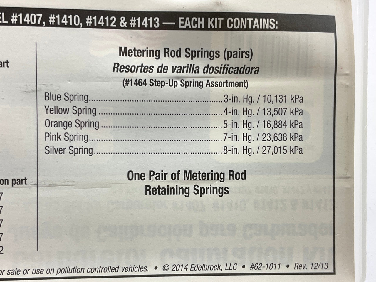 Edelbrock 1480 Performer Series Carburetor Calibration Kit