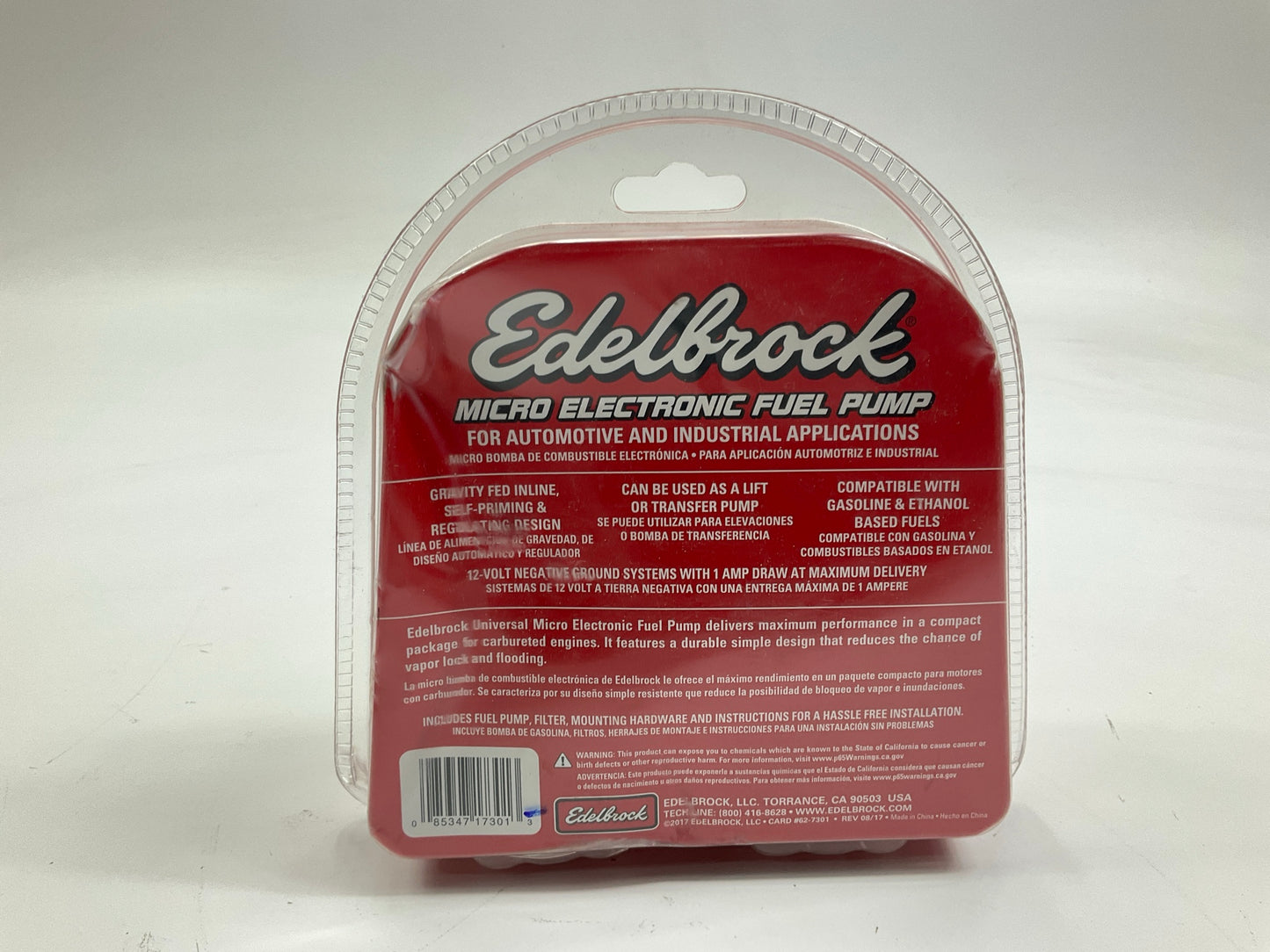 Edelbrock 17301 Electric Fuel Pump Micro Electric 38gph @ 4psi, 5/16 Barb, Gas
