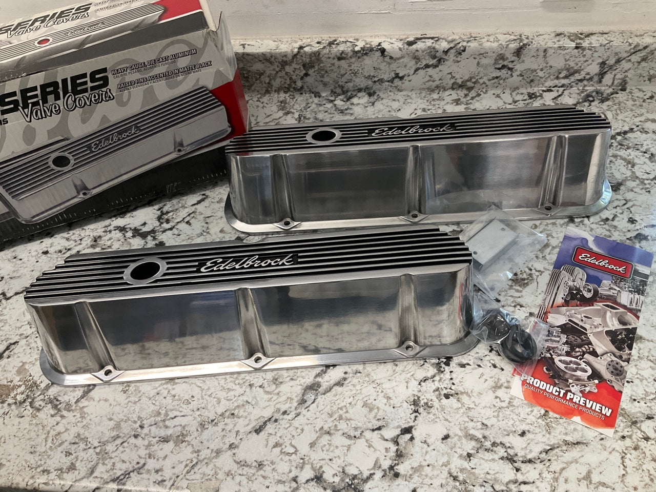 Edelbrock 4264 Elite II Series Aluminum Polished Valve Covers Ford 289 302 351W