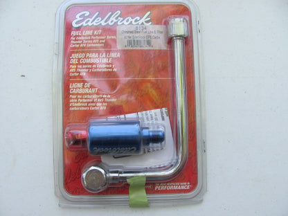 Edelbrock 8134 Chrome Steel Fuel Inlet Line & Filter Kit For Performer Carb, 6AN
