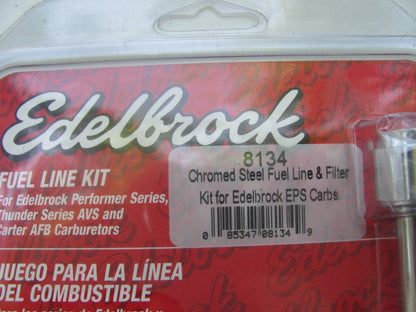 Edelbrock 8134 Chrome Steel Fuel Inlet Line & Filter Kit For Performer Carb, 6AN