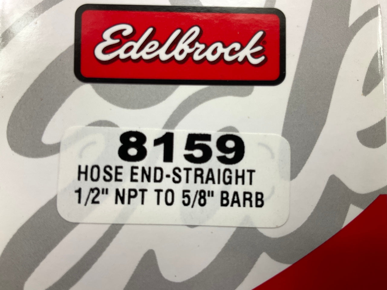 Edelbrock 8159 Straight Pipe Fitting NPT To Barb Black 1/2'' NPT To 5/8'' Barb
