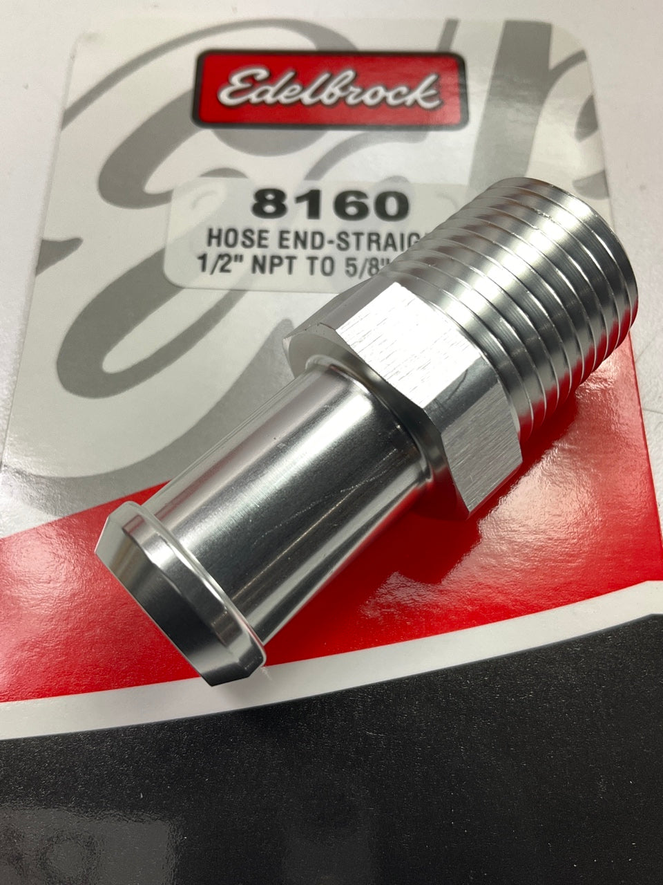 Edelbrock 8160 Heater Hose Connector Fitting, Hose Barb 5/8 In. X 1/2'' NPT Male