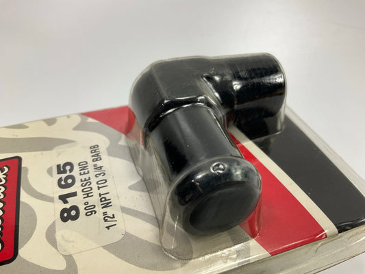 Edelbrock 8165 NPT Hose Barb Adapter, Black, 1/2'' NPT To 3/4'' Hose, 90 Degree