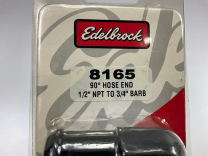Edelbrock 8165 NPT Hose Barb Adapter, Black, 1/2'' NPT To 3/4'' Hose, 90 Degree
