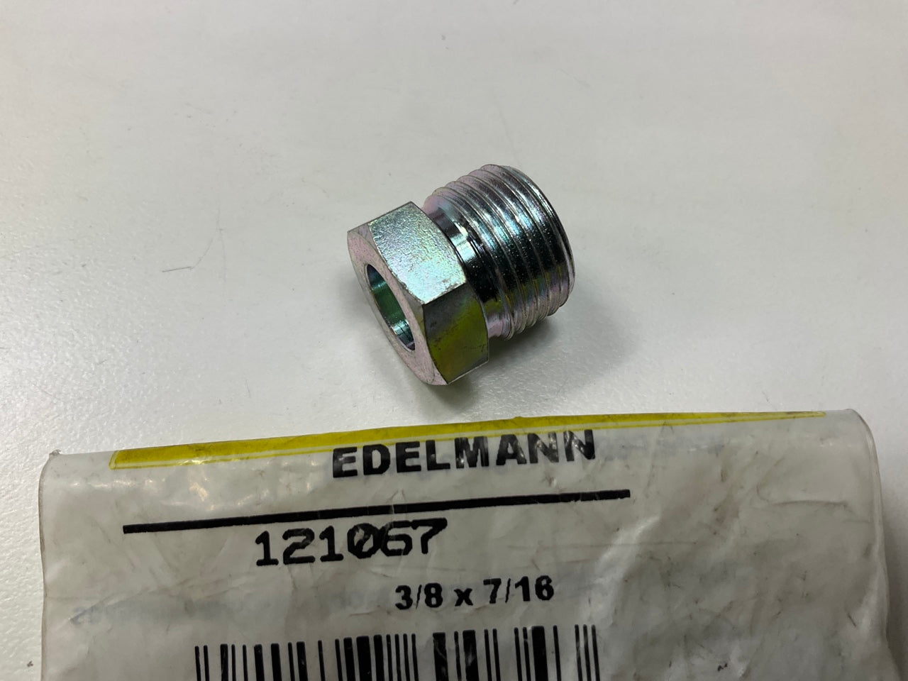 Edelmann 121067 Inverted Flare Tube Steel Nut Fitting, 3/8'' Tube, 7/16'' Thread