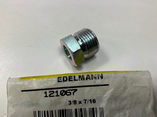 Edelmann 121067 Inverted Flare Tube Steel Nut Fitting, 3/8'' Tube, 7/16'' Thread