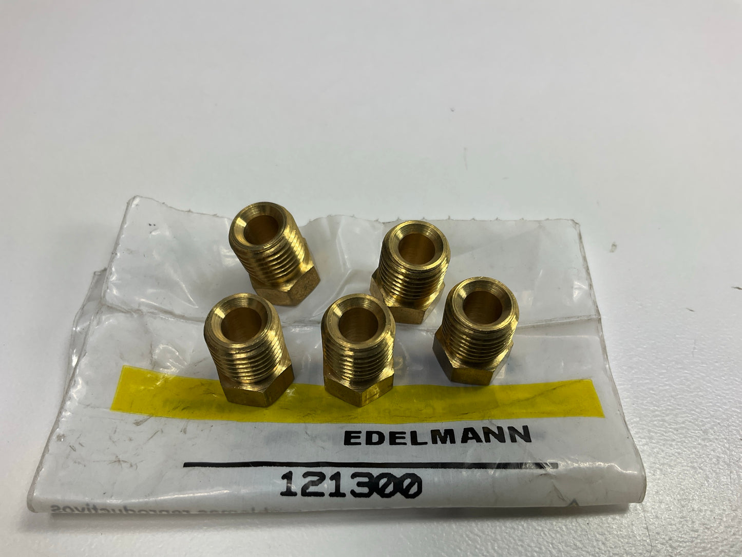 (5) Edelmann 121300 Inverted Flare Tube Brass Nut Fitting, 3/16'' Tube