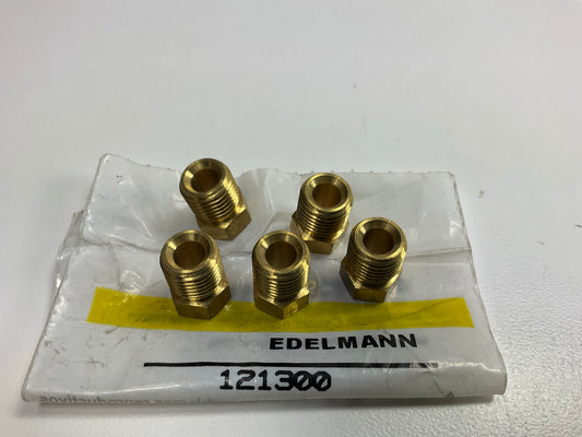(5) Edelmann 121300 Inverted Flare Tube Brass Nut Fitting, 3/16'' Tube