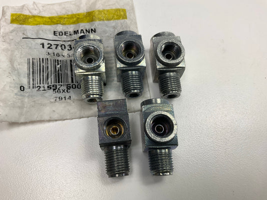 (5) Edelmann 127034 Inverted Flare Trailer Brake Tee, 3/16'' X 3/16'' X 1/4''