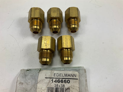 (5) Edelmann 146660 Hydraulic Fitting Female Connector 3/8'' Tube To 3/8'' FNPT